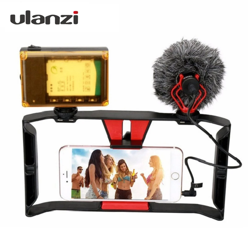 

Ulanzi Handheld Phone Vlogging Setup Video Stabilizer with LED light,Microphone for iPhone 8 7plus for Youtube Video Filmmaking