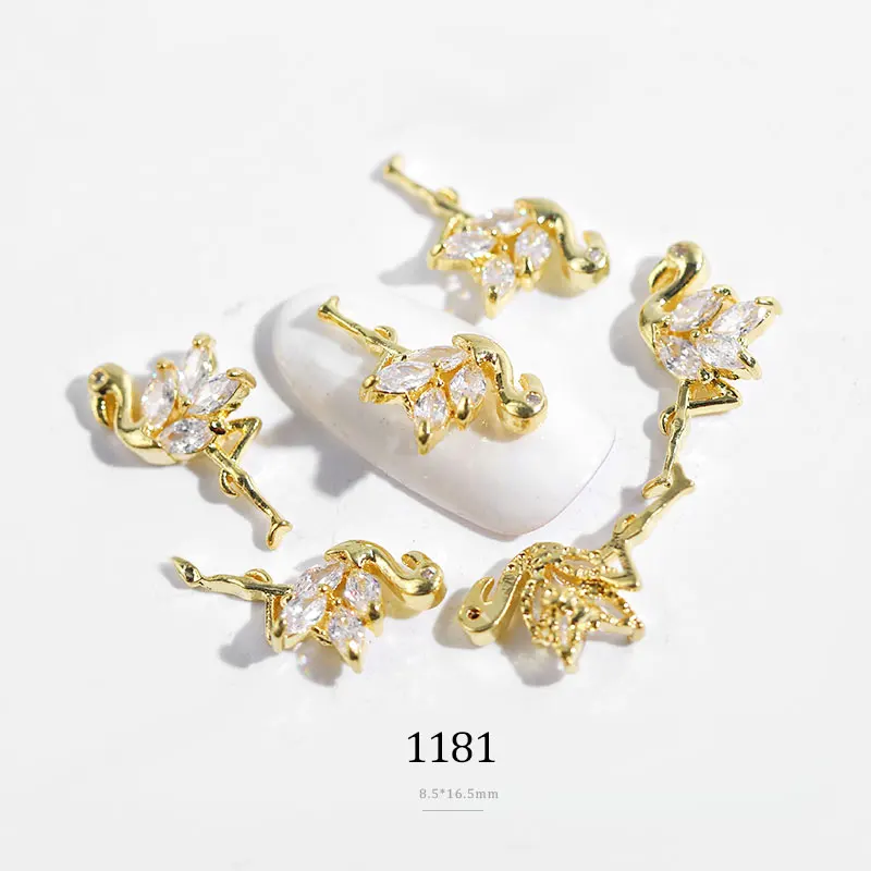 1 шт, наклейки для ногтей из металлического сплава, ювелирные украшения, Алмазные цветы в форме дерева, яркие циркониевые золотые гальванические Стразы для ногтей, MZ091 - Цвет: 1181