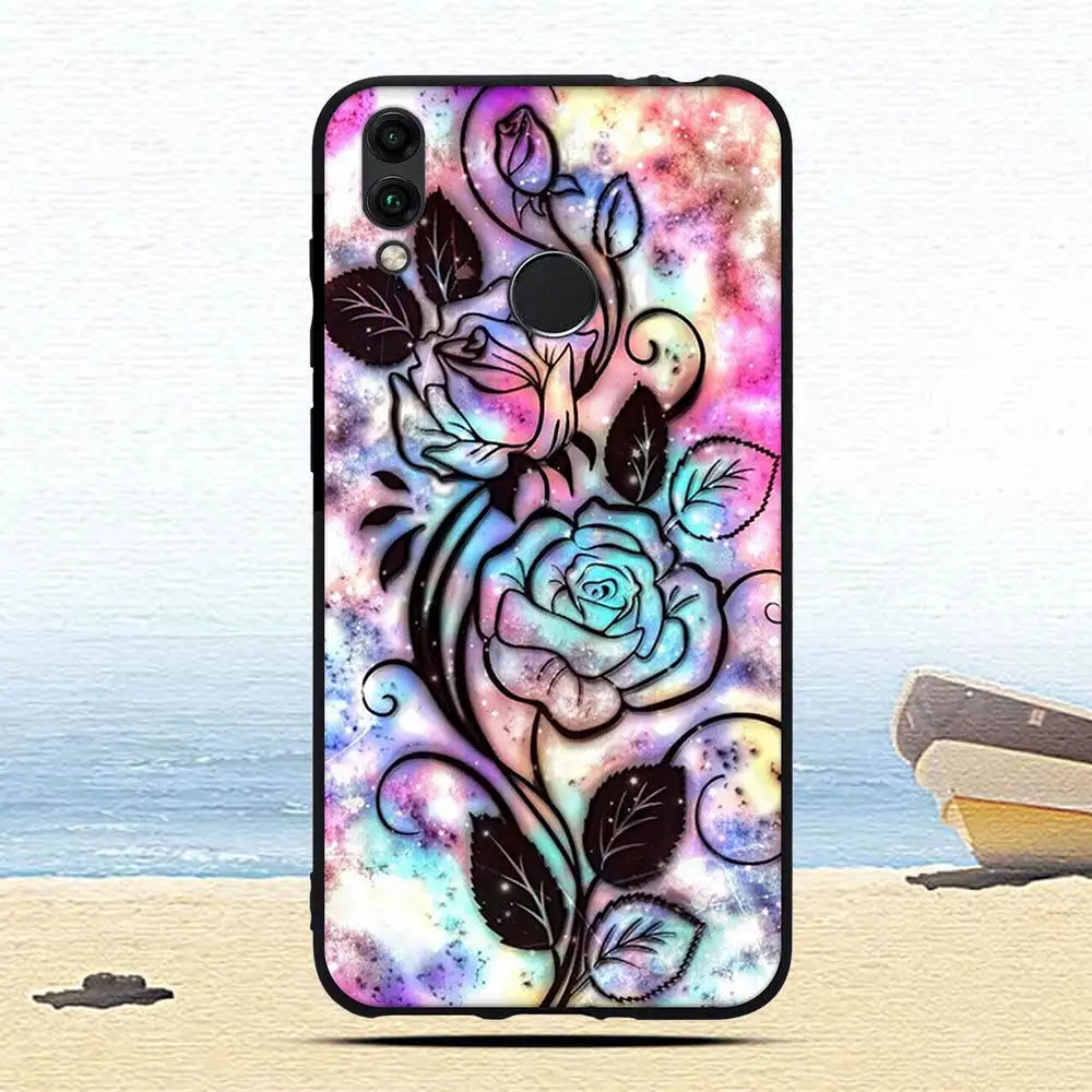 Силиконовый чехол из ТПУ для Huawei Honor 8C мягкий с изображением кота животных цветов