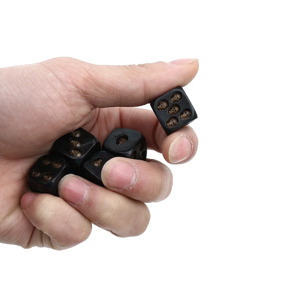 

5Pcs Skull Dice Gambling Tool Board Game Poker Chips Devil Party HotSale Fun Nemesis Black Deluxe Gambling Dice Tower with Death