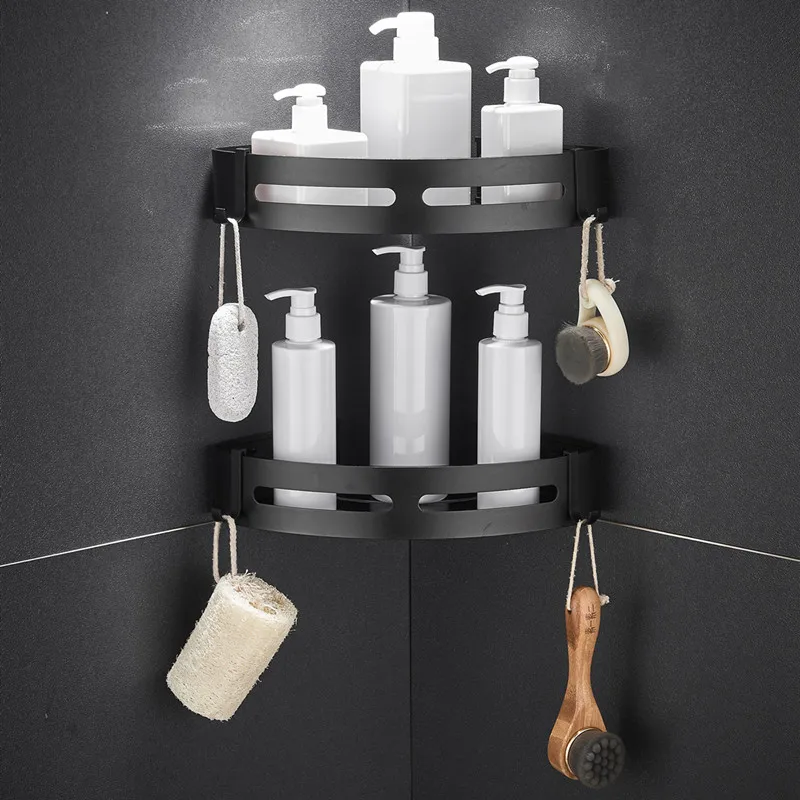 

LIUYUE Bathroom Shelve Aluminum Black/Silver Corner Wall Shelf Shampoo Storage Rack Bathroom Basket Holder Bathroom Accessories