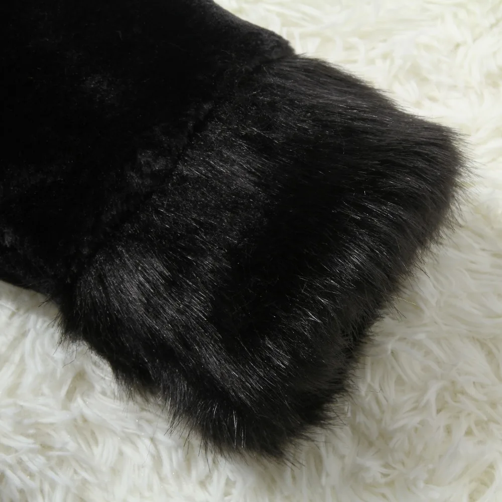 Sisjuly Women Winter Coat Faux Fur Thick Warm OL Elegant Black Long Outwear Solid 2018 Fashion Chic Female Overcoat For Girl