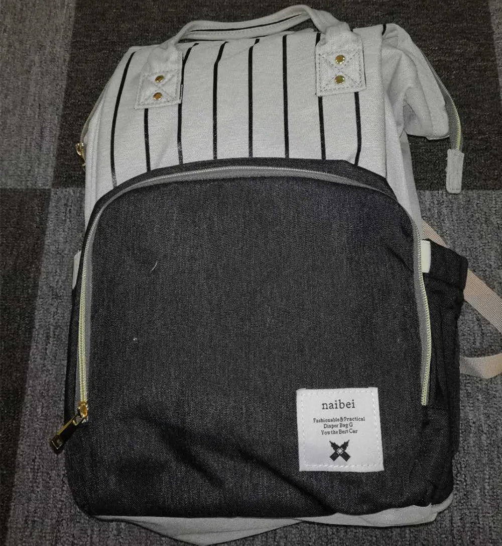blue&black vertical stripe Mother&Baby bags12