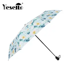 Yesllo цветок маленький три зонтик карандаш ультра-тонкий легкий зонт женский зонт от дождя синий солнце дождь Шестерни солнца