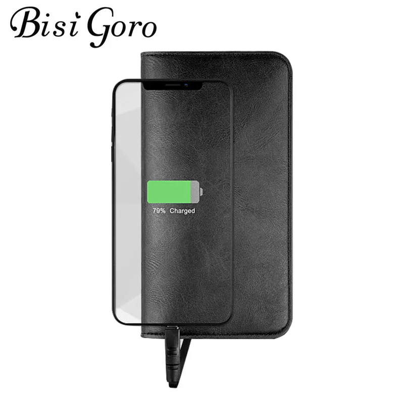 

BISI GORO 2019 Unisex Long Smart Wallet USB for Charging Wallet Adapt Ipone Android And Type-C Capacity 6800 mAh For Busines