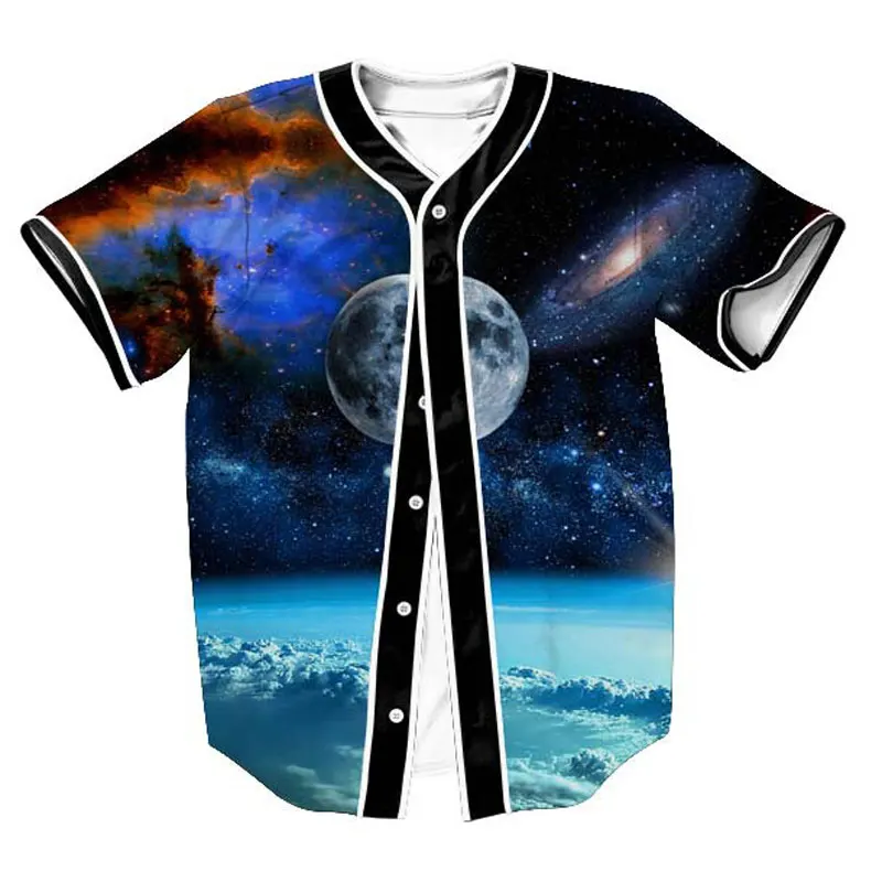 3D Earth Baseball Jersey Men 2017 Space Galaxy Print Men T Shirt Casual Harajuku Baseball Shirt Jerseys Hip Hop Tops Tee Shirt