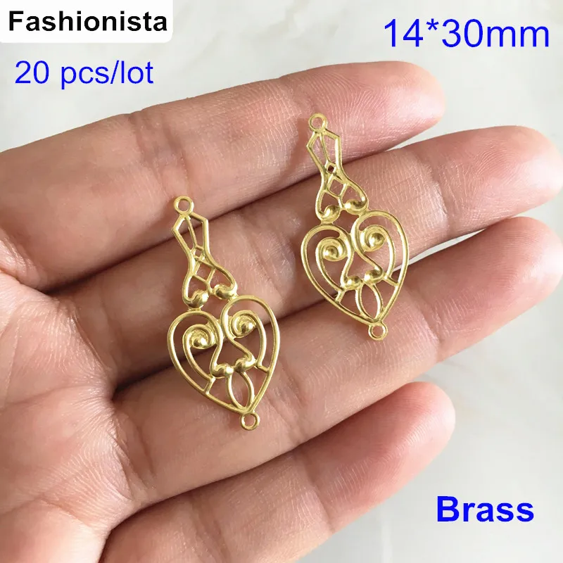 20 Pcs Brass Chandelier Connectors,14*30mm,raw Brass Filigree Jewelry Connectors,jewelry