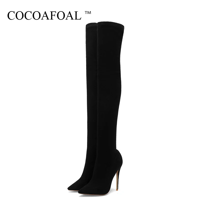 

COCOAFOAL Winter Women's Over The Knee Boots Woman Thigh High Boots Autumn Fashion Black Plus Size 43 44 Women High Heeled Shoes