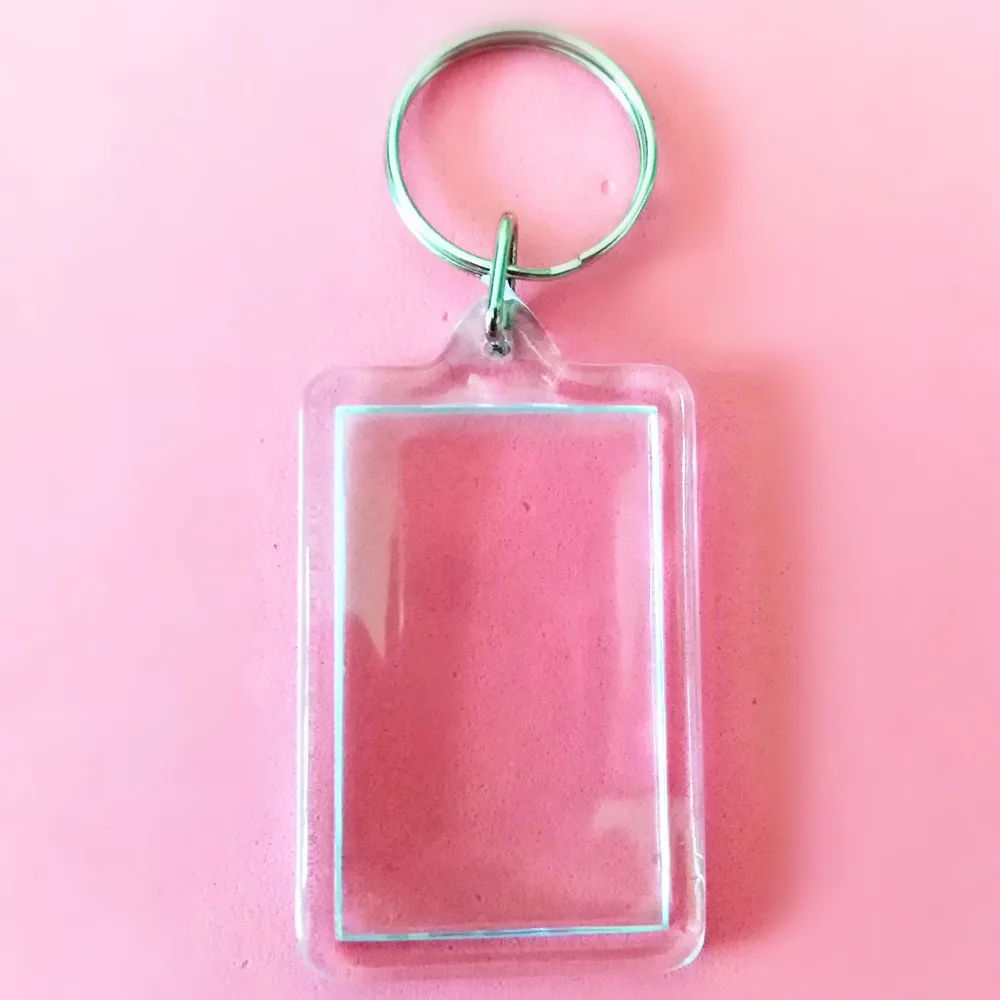 

1 Pcs Rectangular Transparent Blank Insert Photo Picture Frame Key Ring Split keychain
