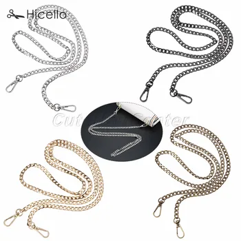 

Bag Chain 120cm Metal Handbag Shoulder Strap Bag Clasp DIY Replacement Zinc Alloy Gold Black Silver Bronze 8mm wide Hicello