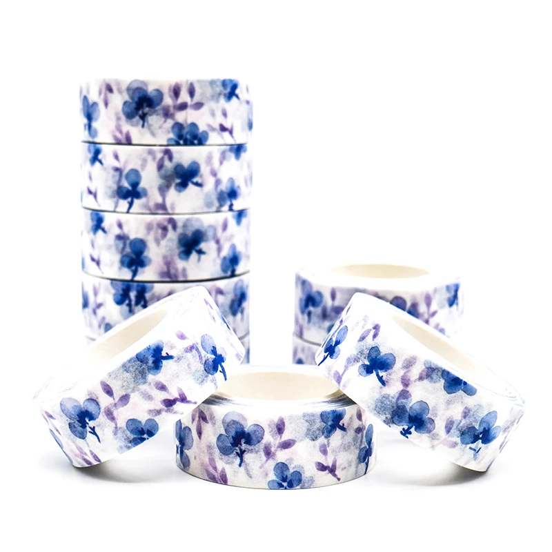 10m*15mm Creative Purple Flower Washi Tape Adhesive Paper Tape School Office Supplies Decorative