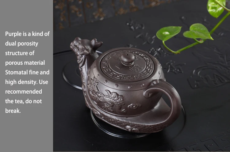 Китайский чайный горшок из исинской фиолетовой глины, чайный горшок с радиционным драконом, большой объем, глиняный чайный набор ручной работы, чайник, чайный горшок кунг-фу