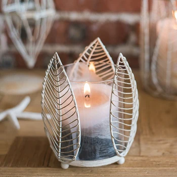 

Gifts & Decor Iron Leaf Sconces Votive Stands Wrought Iron Candleholder Matching Cup Candle holder Home Weddings Decorative