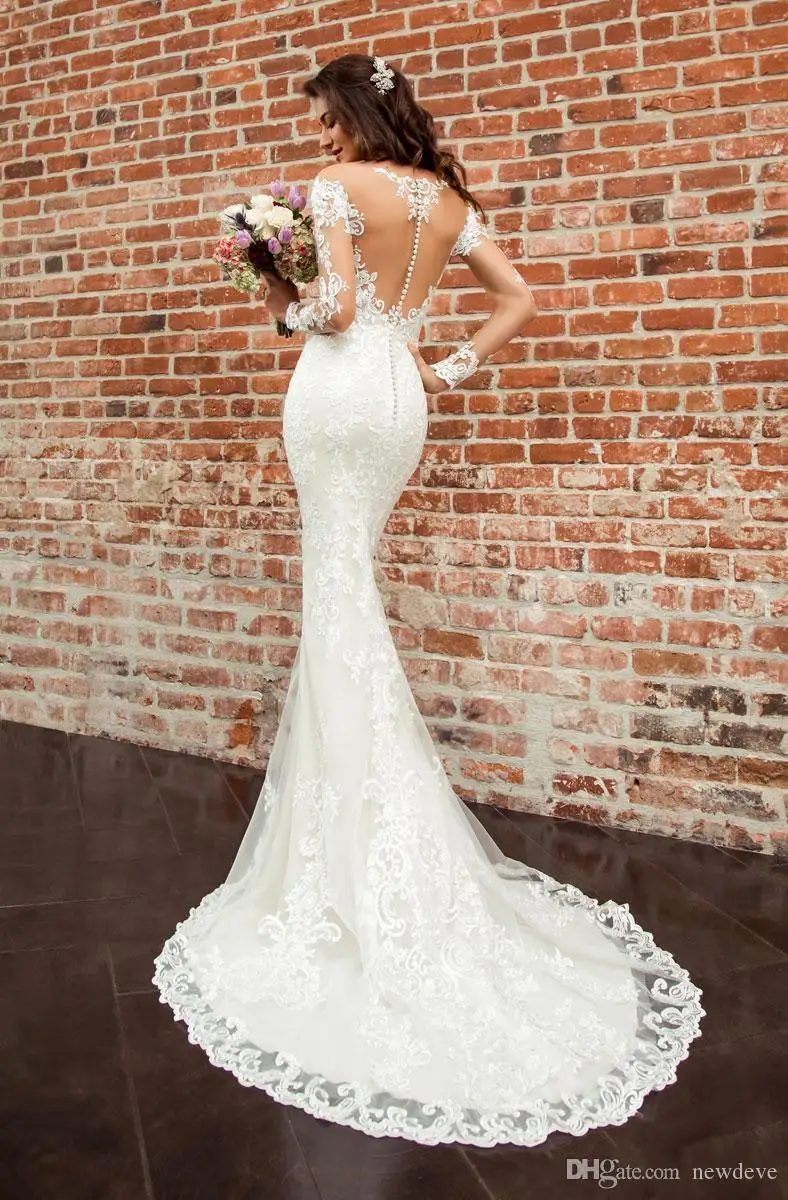 eddy-k-2019-mermaid-wedding-dresses-illusion-long-sleeves-lace-appliques-bridal-gowns-bohemian-sweep-train-beach-boho-wedding-dress (3)