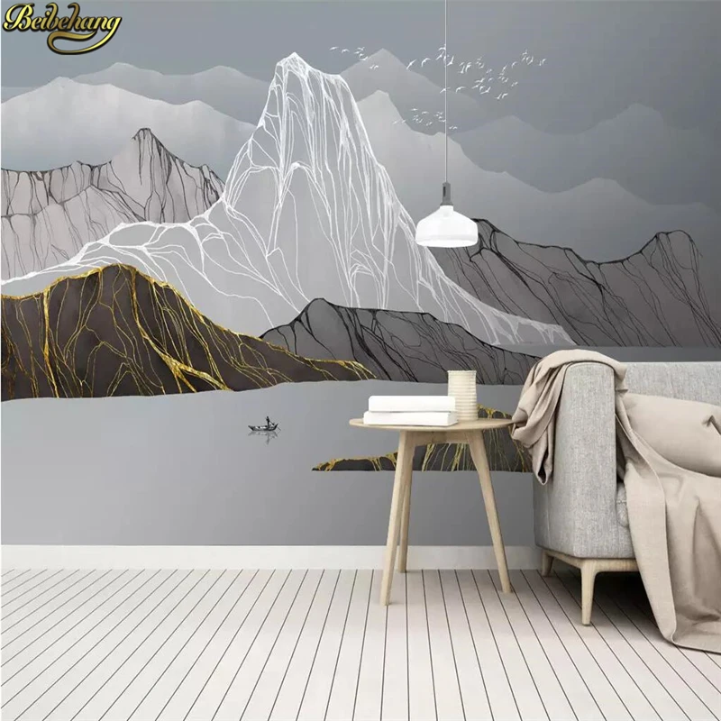 Абстрактные beibehang чернильный пейзаж обои мягкая Фоны росписи Гостиная диван Спальня обои для стен настенная живопись