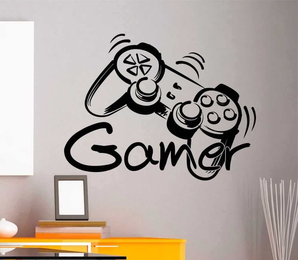

Free Shipping Game Controller Gamer Zone Wall Art Sticker Decal Home DIY Decoration Wall Mural Removable Bedroom Decor Sticke