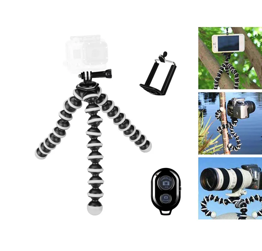 Large Size Octopus Tripod Flexible Selfie Tripod Gorillapod With Bluetooth Remote Shutter For Gopro Hero 4