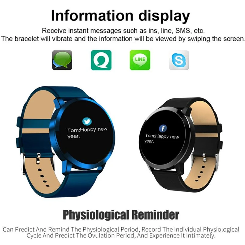 GOLDENSPIKE Q8 Смарт часы OLED цветной экран Smartwatch Женская мода фитнес трекер монитор