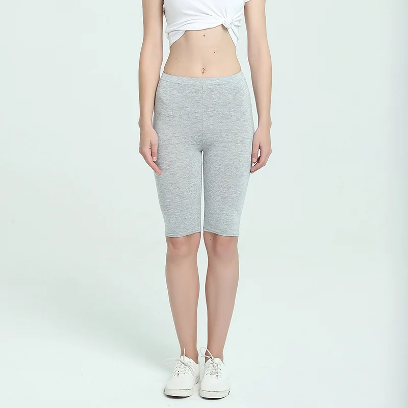 Супертонкие короткие леггинсы размера плюс, женские мягкие дышащие штаны, антифрикционные летние женские леггинсы, размер s 45-100 кг - Цвет: grey