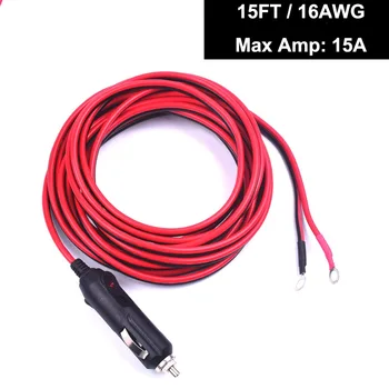 

12v/24v Premuim Cigarette Lighter Male Plug to Raw Cable Eyelet Terminal Extension Adapter 15FT/15A Heavy Duty Power Supply Cord