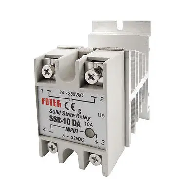 

High quality  Temprature Control Solid State Relay SSR 10A 3-32V DC 24-380V AC + heat sink