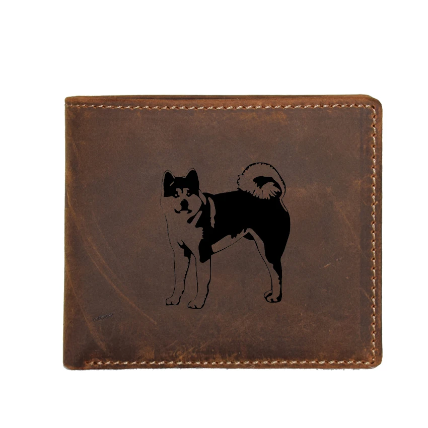 

Akita Dog Animal Wallet With Coin Pocket Purses New RFID Blocking Card ID Holders Functional Genuine Leather wallet for Men