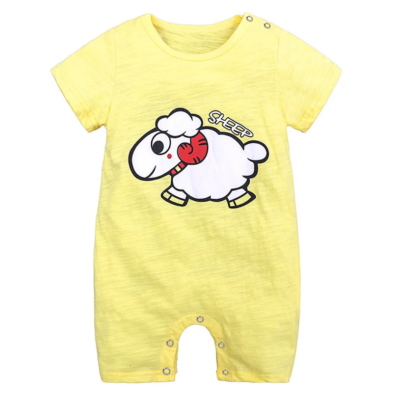 The new fashion cute design Toddler Infant Baby Girls Boys Short Sleeve Cartoon Print jumpsuit Romper  (14)