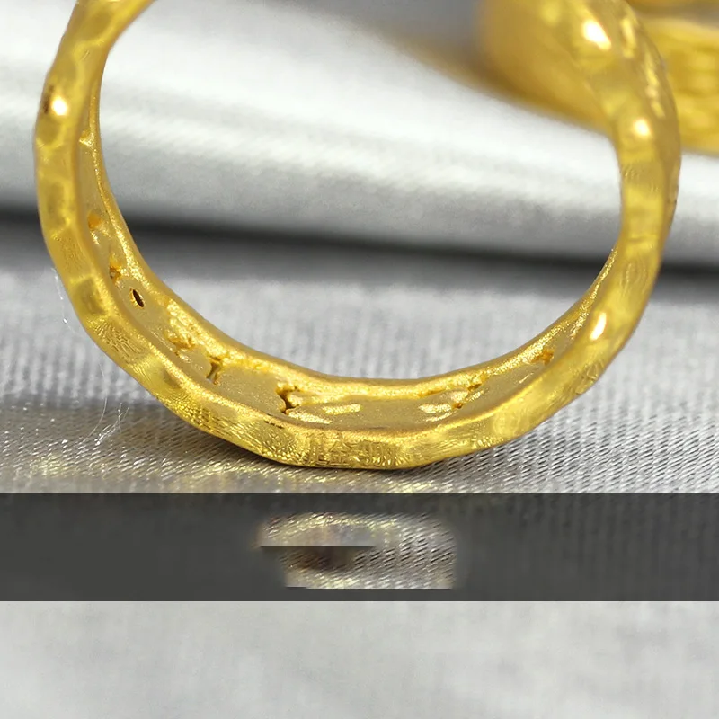 1 шт. Настоящее чистое 24K кольцо из желтого золота 4 мм Blessing Sutra буддийские слова для женщин и мужчин кольцо