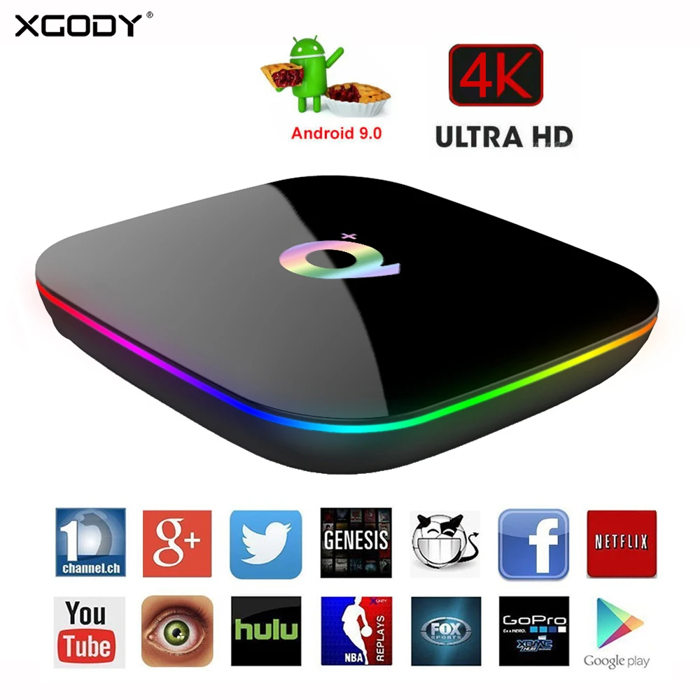 Q Plus Smart tv Box Android 8 1 4 ГБ ОЗУ 32 ГБ/64 Гб ПЗУ 1080 p K H.265 USB3.0 четырехъядерный телеприставка