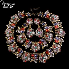 Dvacaman Brand2016 Rhinestone de La Manera Tres de La Joyería Novia Joyería de la Boda Declaración Gargantilla Collar Accesorios Bijoux Femme C50