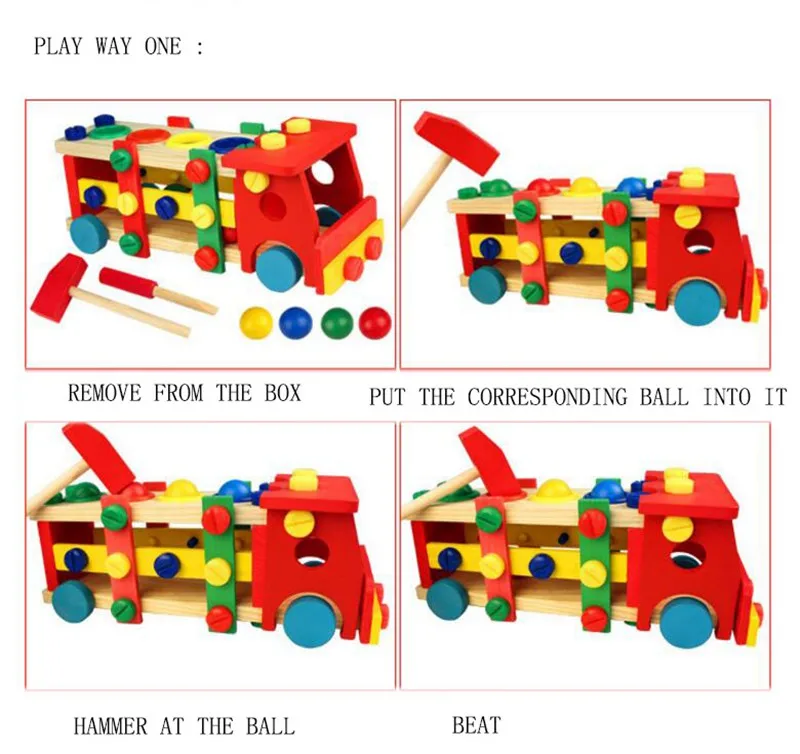 MOTOHOOD 11*12*29 см деревянные игрушки винтовая гайка грузовик автомобиль стук мяч развивающий Детский развивающий строительный блок