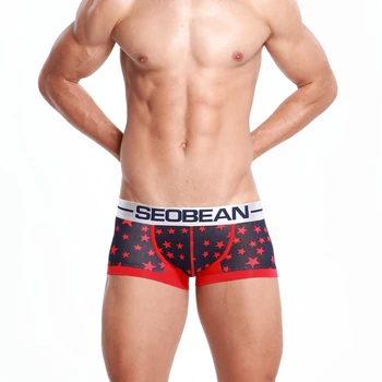 

SEOBEAN Men's NEW fashion star cotton boxer underwear Low-rise boxer