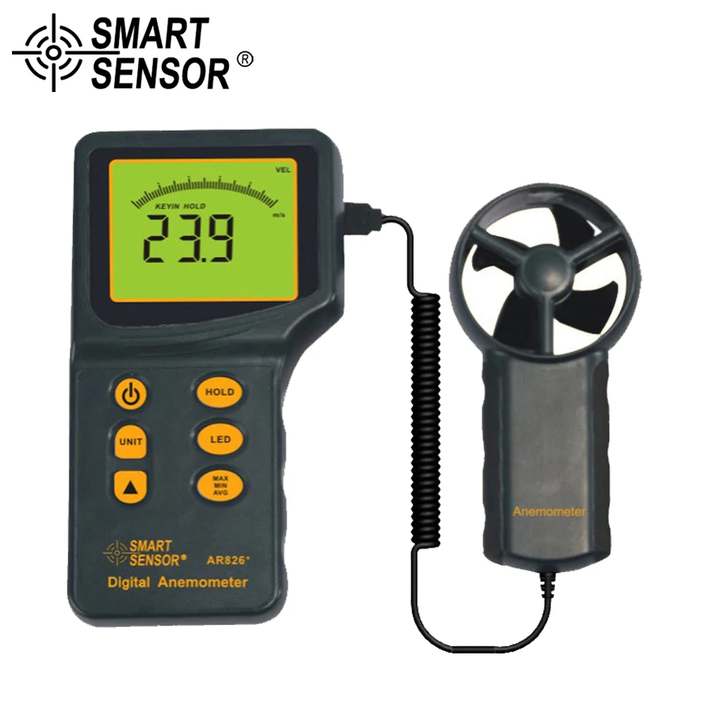 

SMART SENSOR Digital Wind Speed Meter Multifunctional Anemometer Thermometer Air Velocity diagnostic-tool Temperature Measuring