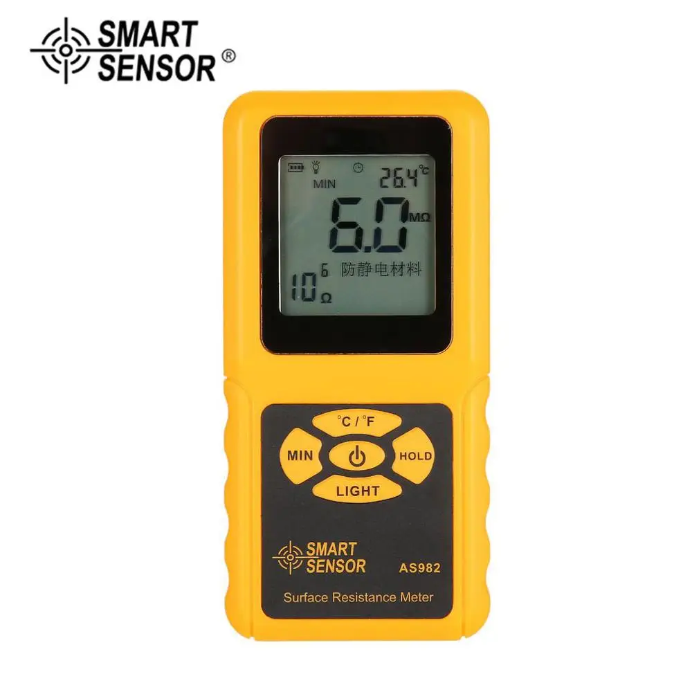 SMART SENSOR AS982 Portable surface resistance meter tester Handheld Earth Resistance Meter Data Holding function LCD display SMART SENSOR AS982 Portable surface resistance meter tester Handheld Earth Resistance Meter Data Holding function LCD display