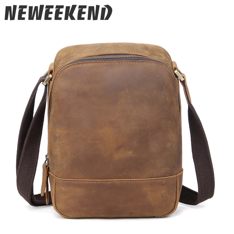 

Vintage Crazy Hrose Men's Genuine Leather Cowhide Handbag Crossbody Shoulder Sling Bag Messenger Bag For Man MS3950