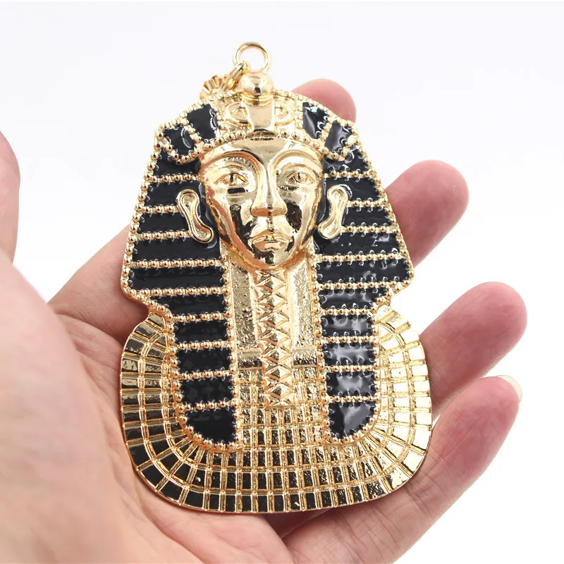 Классическая египетская голова Фараона Tutankhamun ожерелье с черной эмалью в стиле