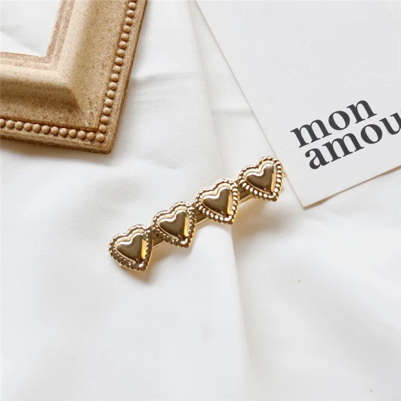 1pc Hair Clips Fashion Girls Retro Metal Gold Silver Brushed Hairgrip Leaf Heart Shape Hairpin New Arrival