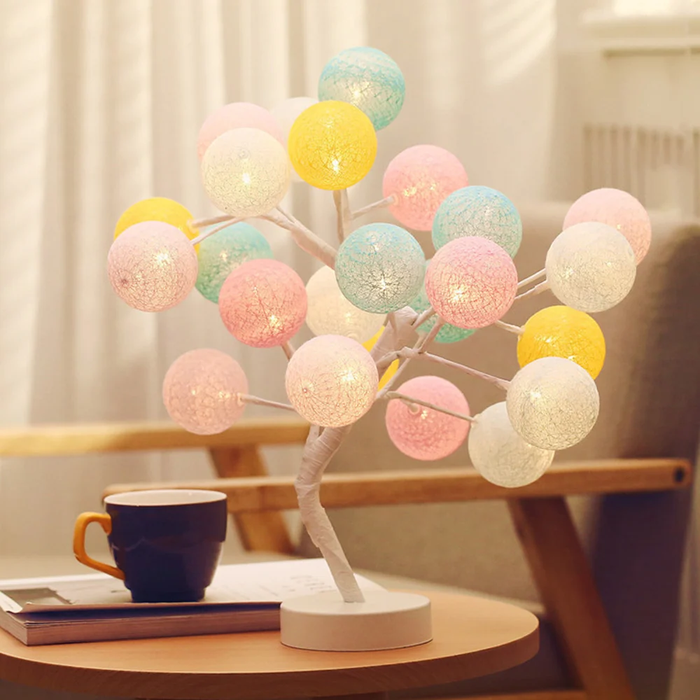 

LED Cotton Ball Bonsai Tree Desk Light Beautiful Night For Christmas New Year Parties Birthday Parties Wedding Ceremony