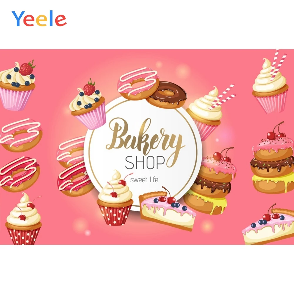 

Yeele Strawberry Cake Bread Donut Hot Dog Bakery Baby Photography Backgrounds Customized Photographic Backdrops for Photo Studio