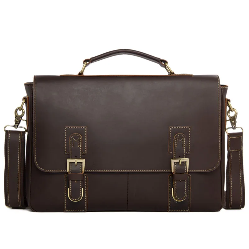 

ROCKCOW Genuine Leather Men's Briefcase Laptop Handbag Messenger Bag For Men 8069