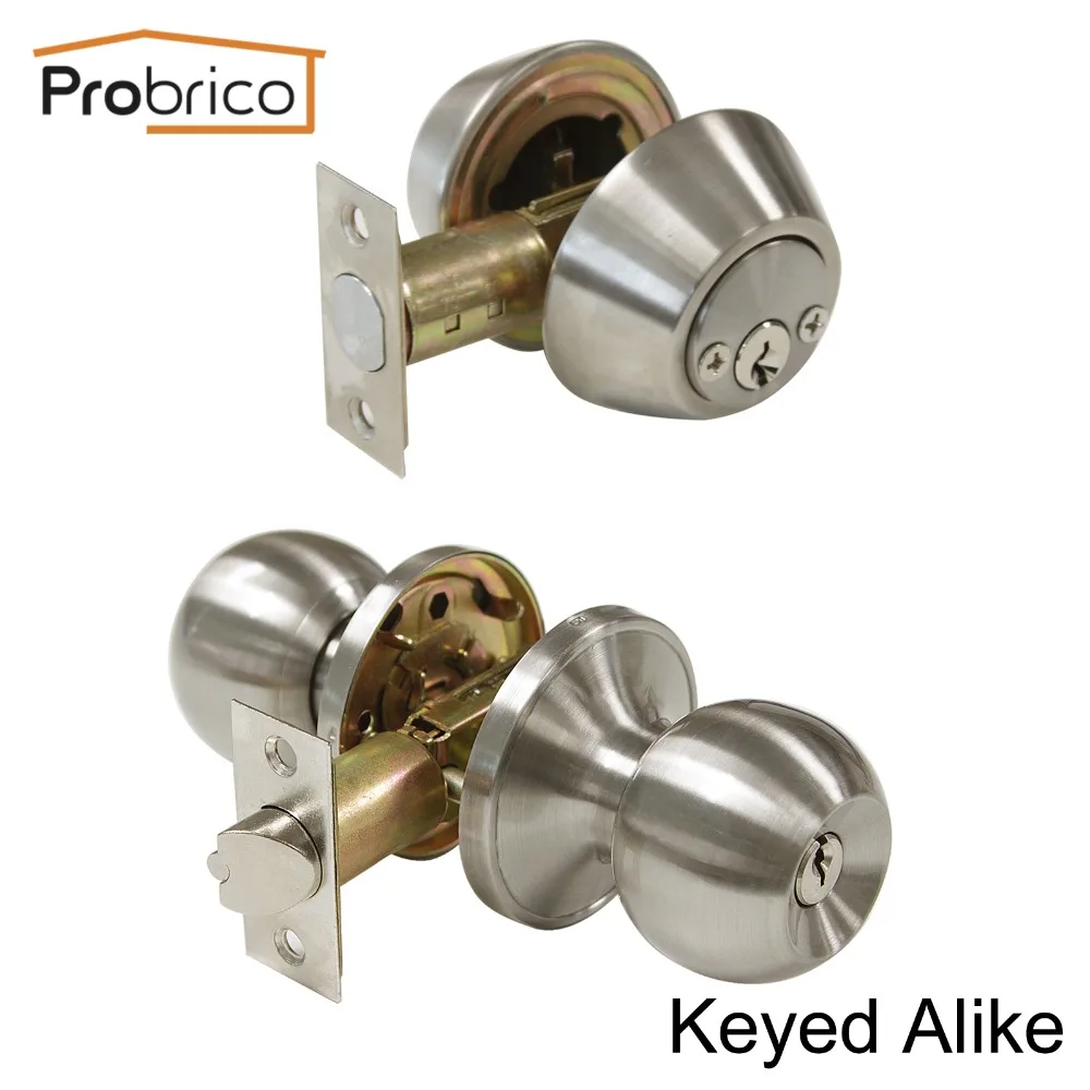 Probrico Round Stainless Steel Keyed Alike Entrance Door Lock With Two