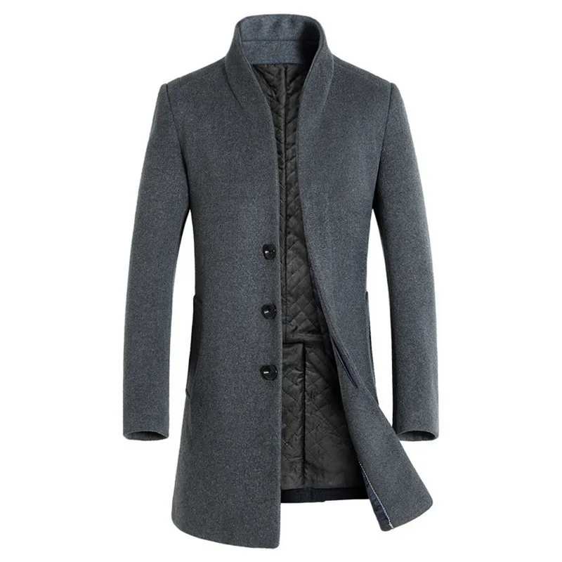 Laamei, винтажные готические куртки, Осень-зима, утолщенное шерстяное мужское пальто, деловое мужское классическое пальто средней длины, jaqueta - Цвет: Gray