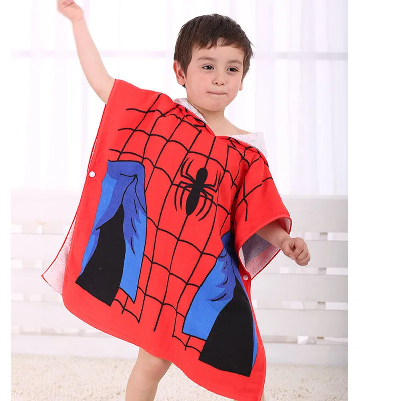 

Disney Children Cotton Hooded Towel Soft Bath Towel Cartoon Figure Cloak with Pattern of Captain America Iron Man Spiderman
