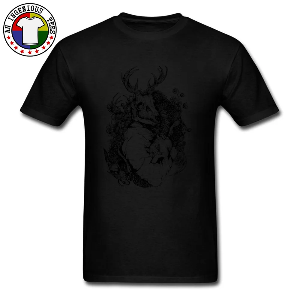 Stag Dragon T-Shirt for Men Geek Fall Tops & Tees Short Sleeve Retro Casual Tee Shirts O Neck Pure Cotton Free Shipping Stag Dragon black