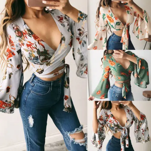 Green Chiffon Printing Floral Blouse Women Lace Up Tie Tunic Kimono Long Sleeve Loose Shirt Wrap Chest Tops Blusa Dames Green Chiffon Printing Floral Blouse Women Lace Up Tie Tunic Kimono Long Sleeve Loose Shirt Wrap Chest Tops Blusa Dames