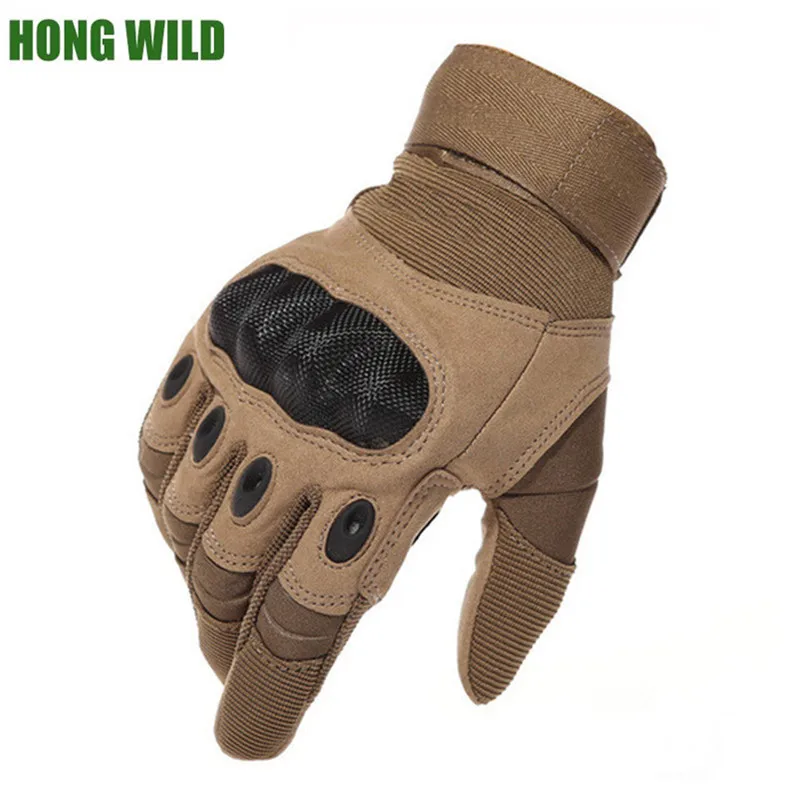 

HONG WILD Army Gear Tactical Gloves Men Full Finger SWAT Combat Military Carbon Shell Anti-skid Airsoft Paintball Gloves