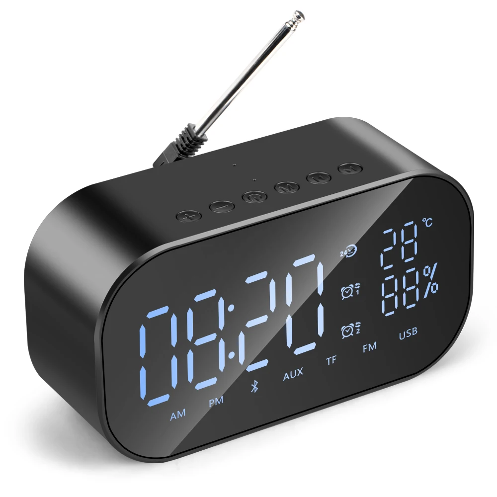 

S2 USB Wireless Bluetooth Mini Portable Mobile Phone Computer Speaker Display Time Alarm Clock portable mirror