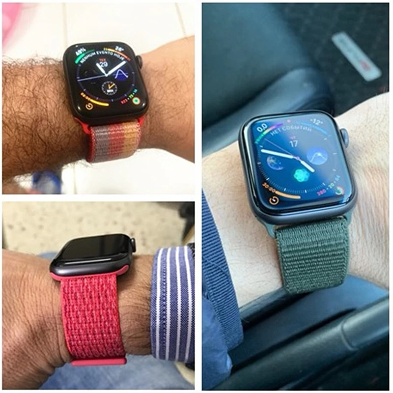 Нейлоновый спортивный ремешок для наручных часов Apple Watch, версии 5 Series 5/4/3 мягкий легкий дышащий материал ремешок 38 мм 42 мм 40 мм, длина-44 мм, ремешок для часов