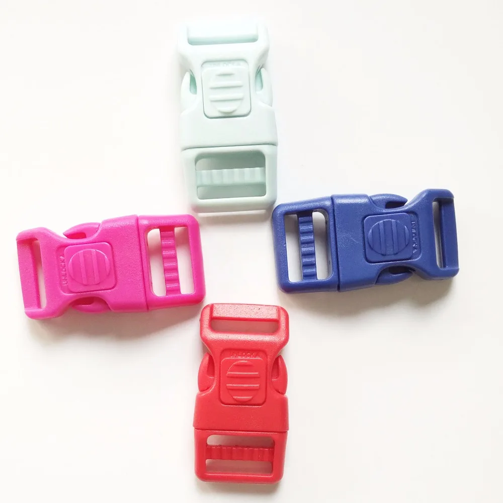 

100pcs/pack 3/4'' Plastic Colorful Contoured Side Release Buckles Webbing Size 20mm Backpack Dog Straps Webbing