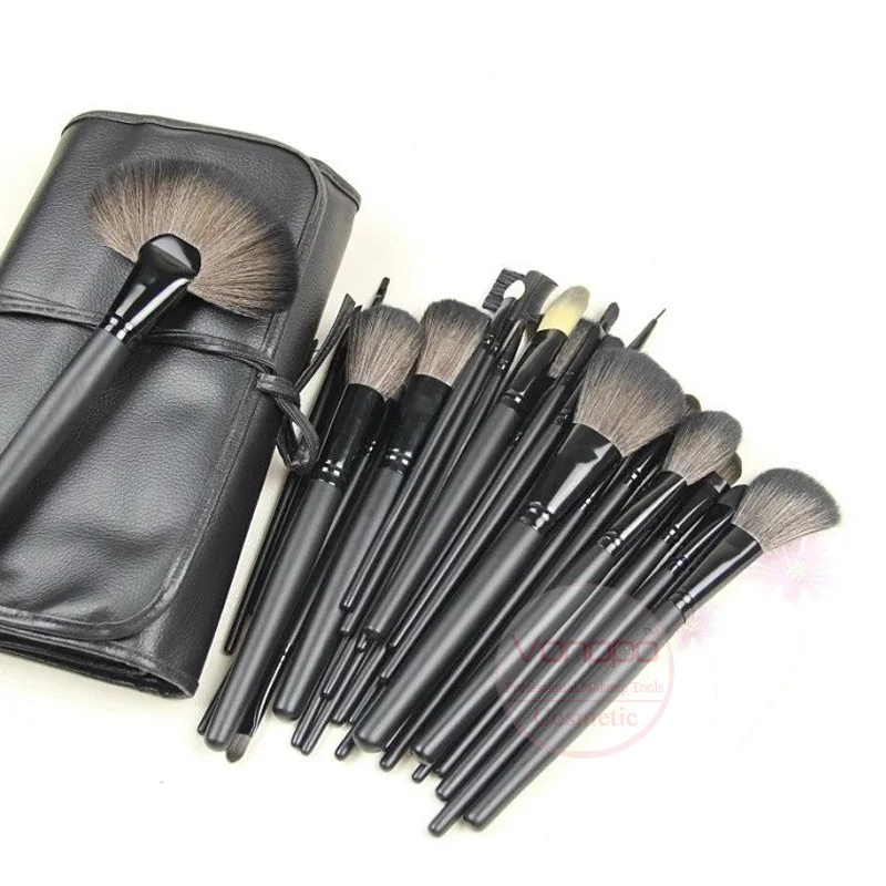 

New Professional 24Pcs Makeup Brushes Set Cosmetic Make up Brushes Kit with Black PU Leather Case Free Shipping